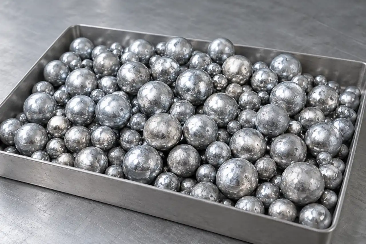 Zinc metal balls illustrating a plating-material feed enquiry