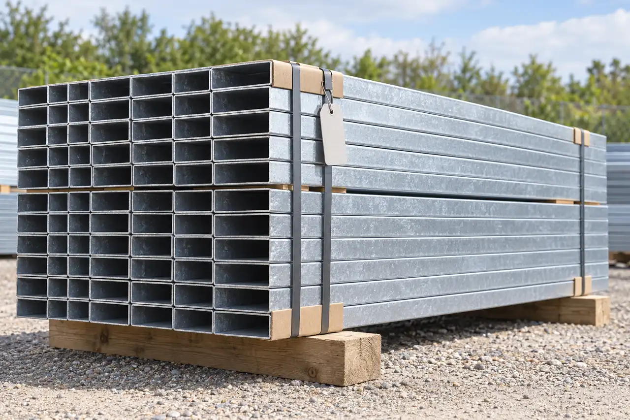 Secured galvanized hollow-section bundle with protected edges