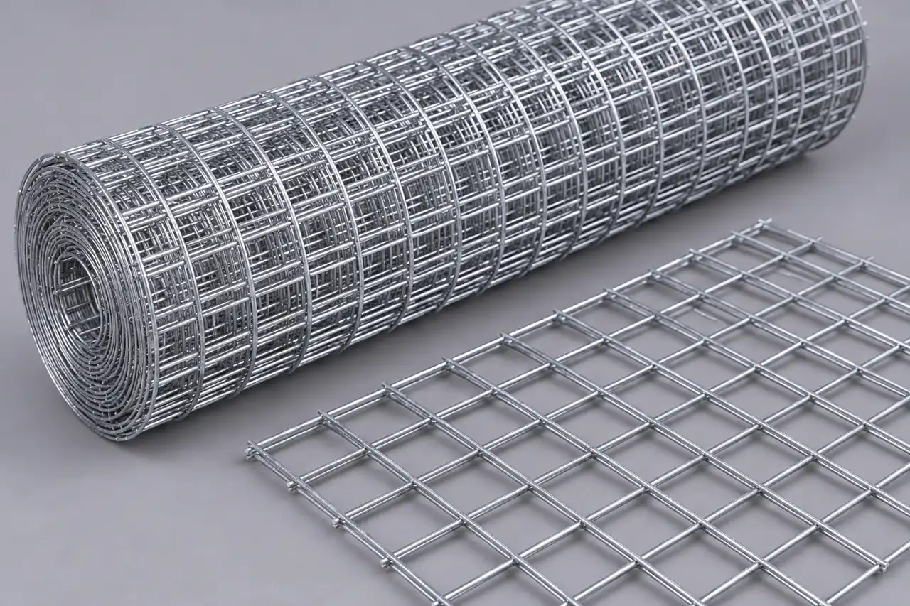 Galvanized welded mesh roll and separate flat panel sample