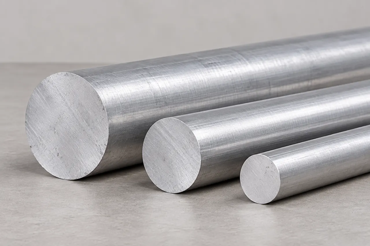 Aluminium round bar samples in different diameters
