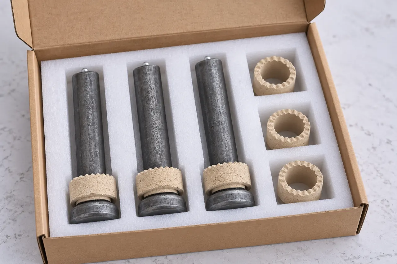 Protected shear studs and ceramic ferrules in separate plain packages