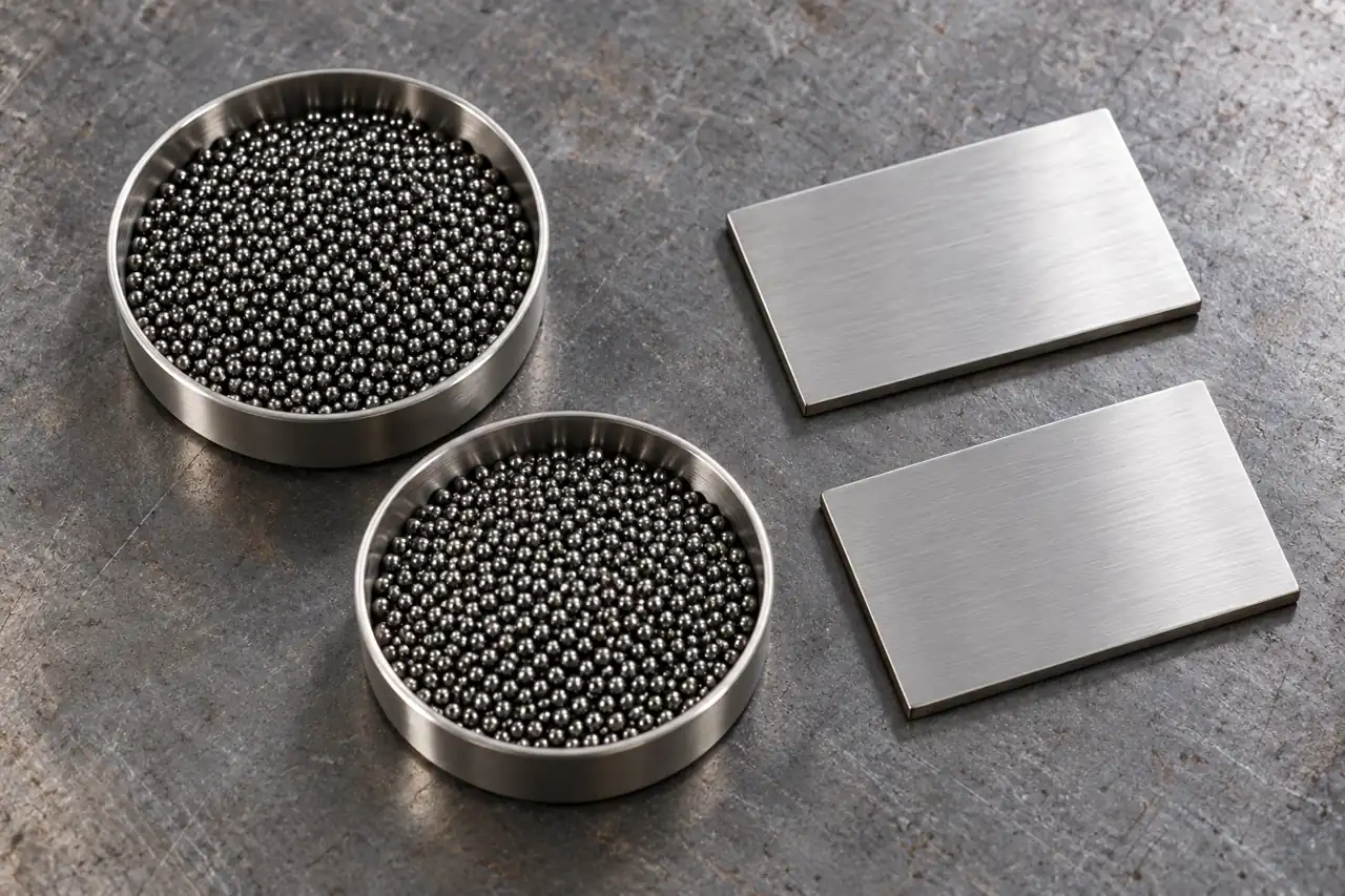 Media samples and plain steel test pieces arranged separately for record planning