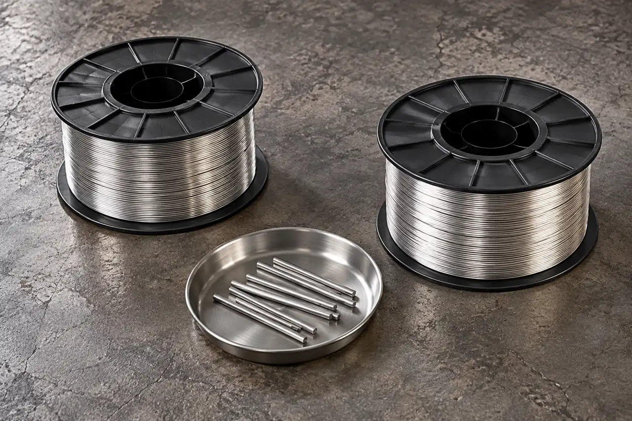 Separate sample spools of metallic thermal-spray wire
