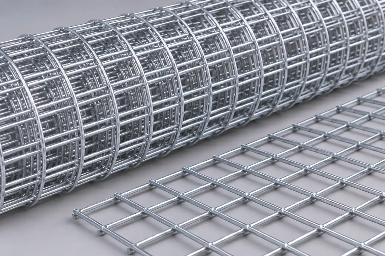 Close view of welded mesh intersections and square openings