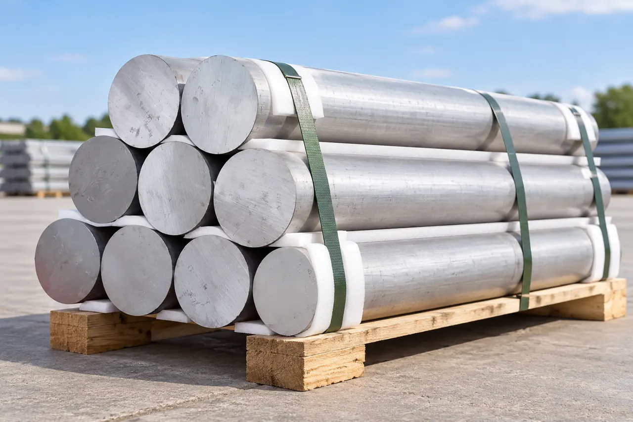 Protected aluminium round-bar bundle with separators