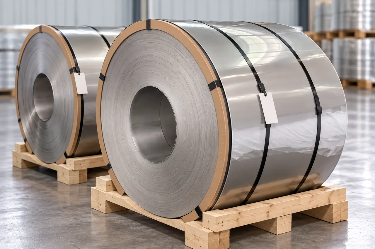 Protected stainless coil with edge rings and blank tags