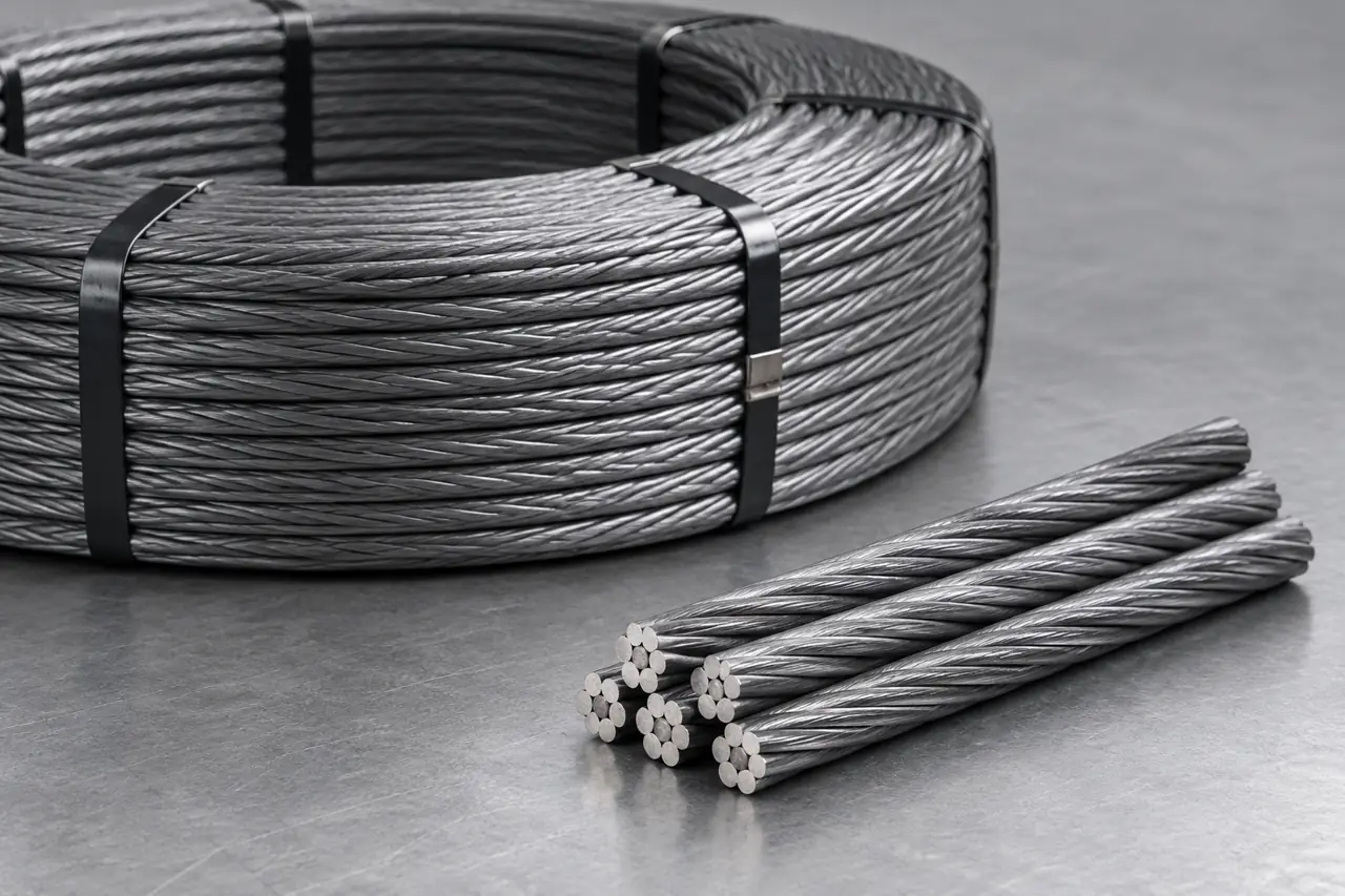 Prestressing strand coil shown as an individual receiving unit
