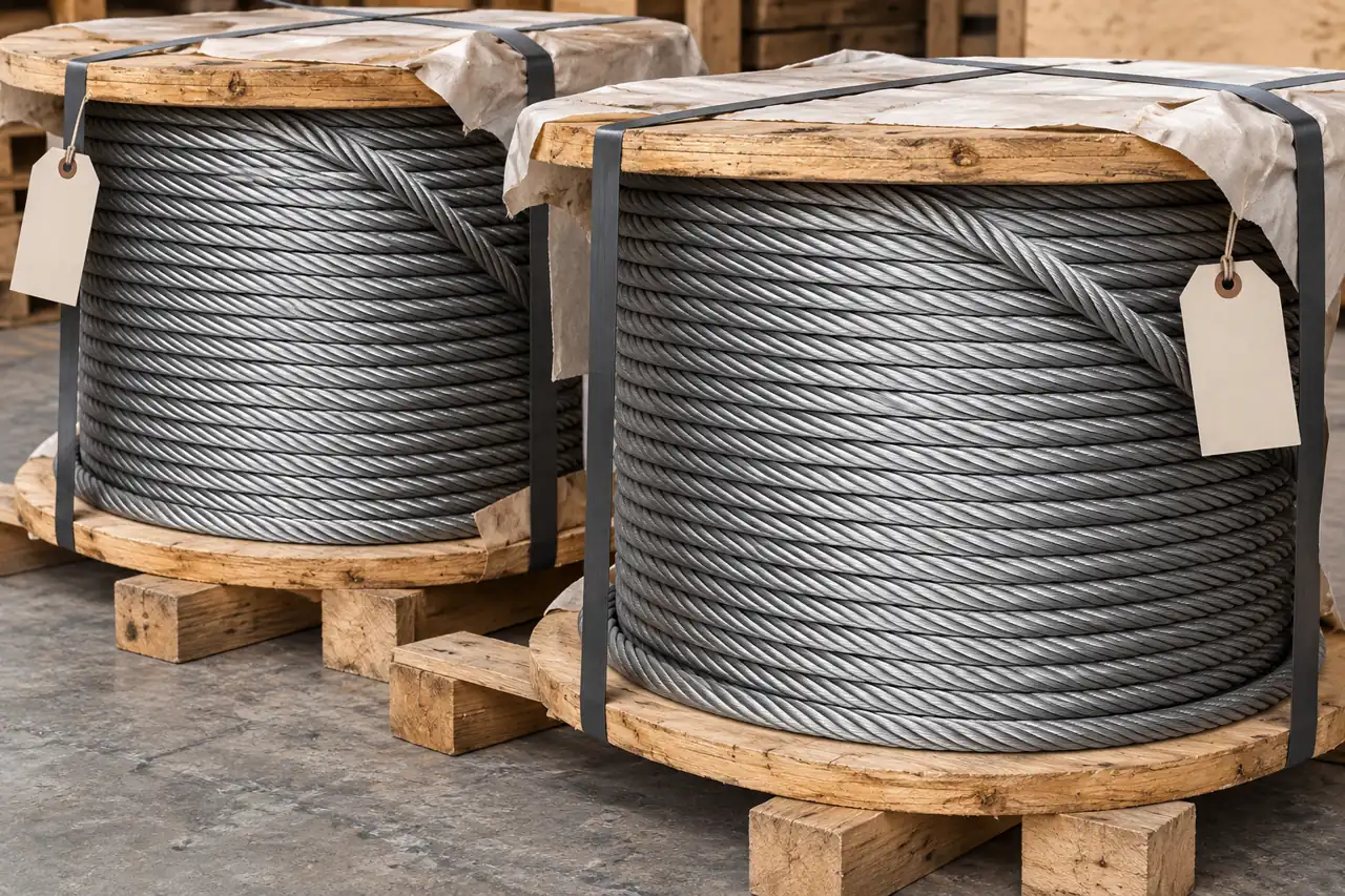 Separate wire-rope reels with blank tags illustrating configuration segregation