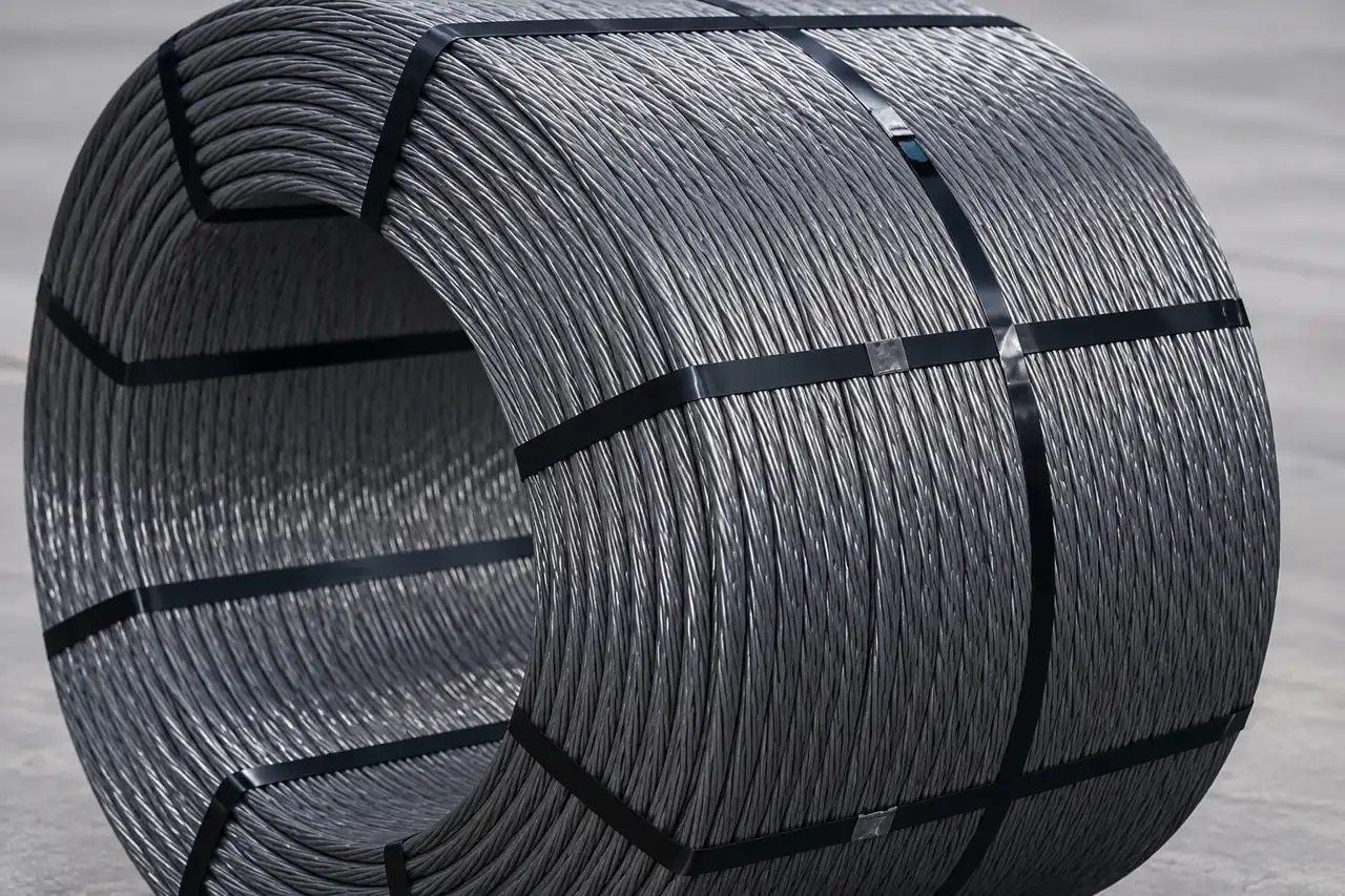 Close view of metallic strand construction illustrating material identification