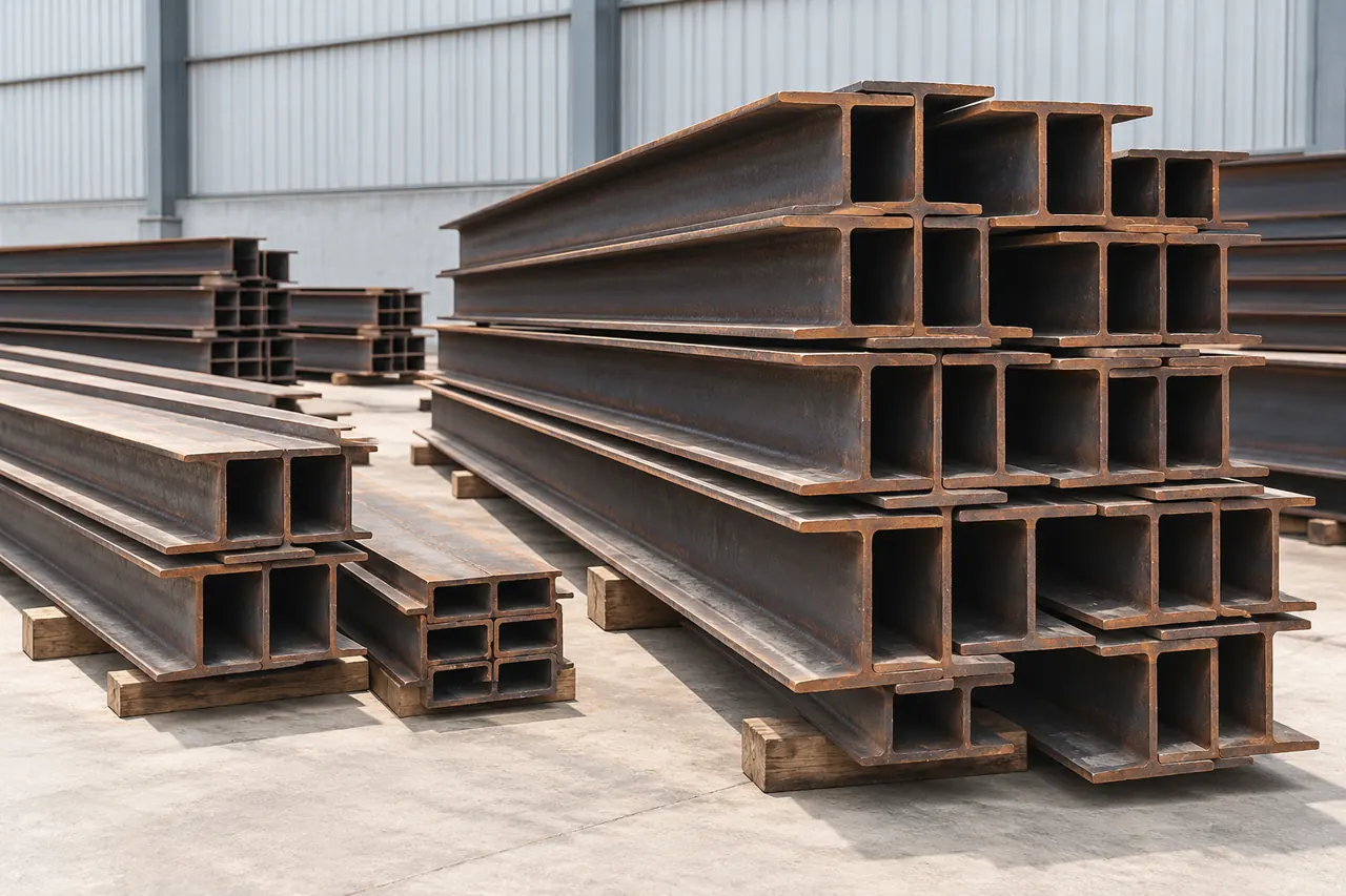 Separate steel beam lengths illustrating a project supply schedule