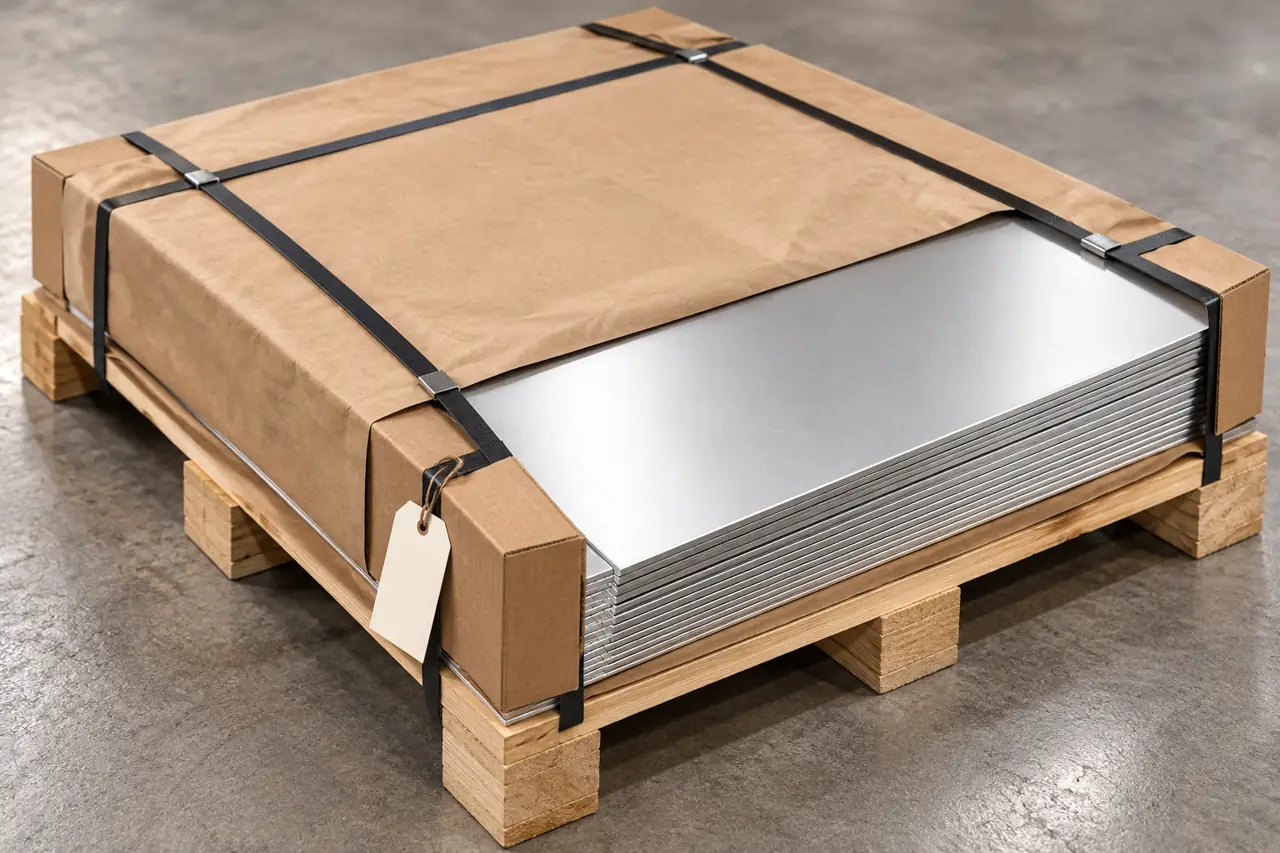 Protected aluminium sheet bundle with blank identification holder