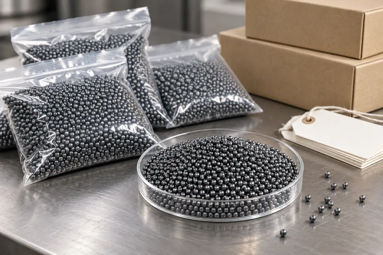 Sealed retained steel shot sample bags and plain protective packaging