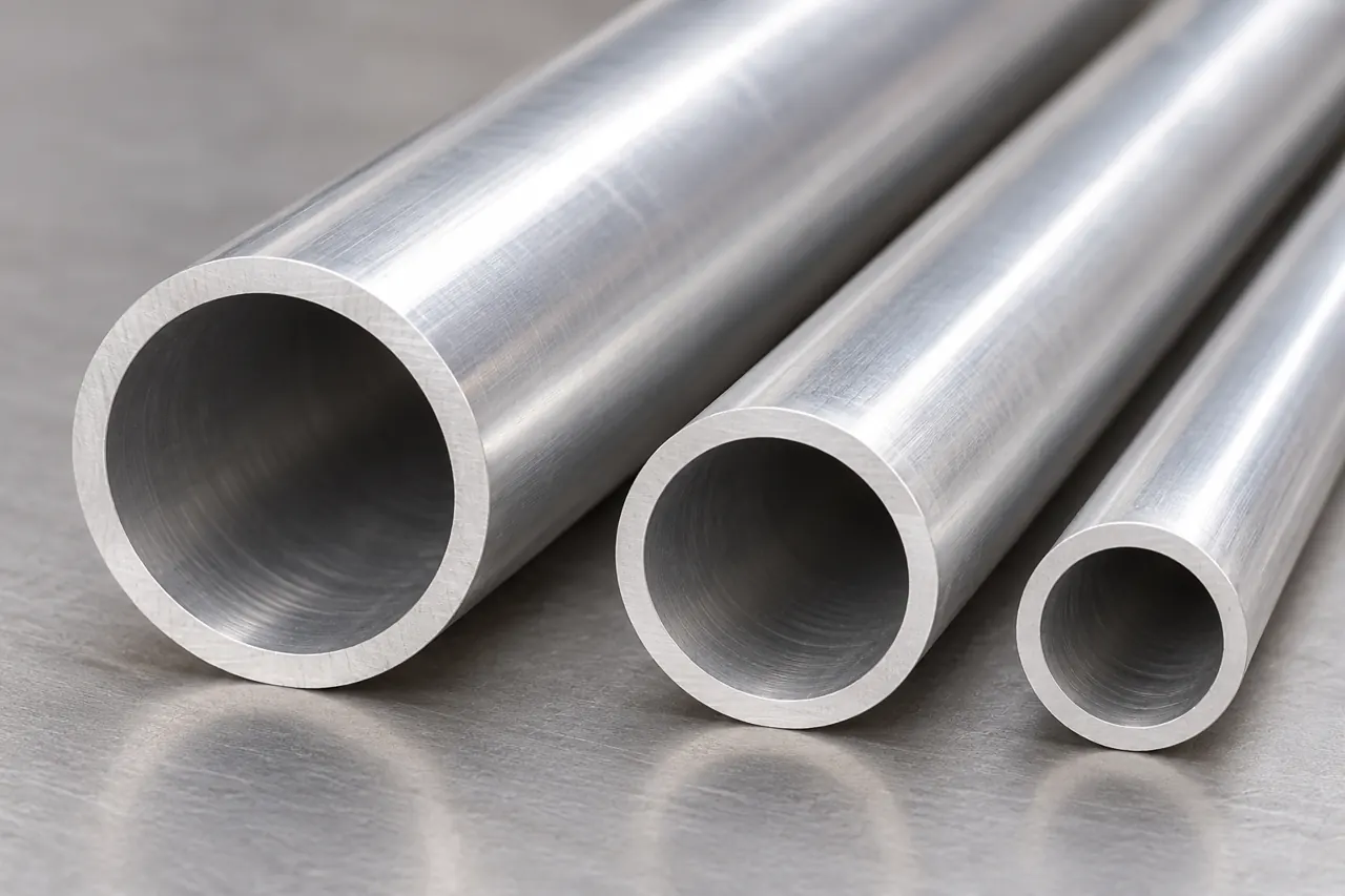 Aluminium tube ends showing hollow section and wall geometry