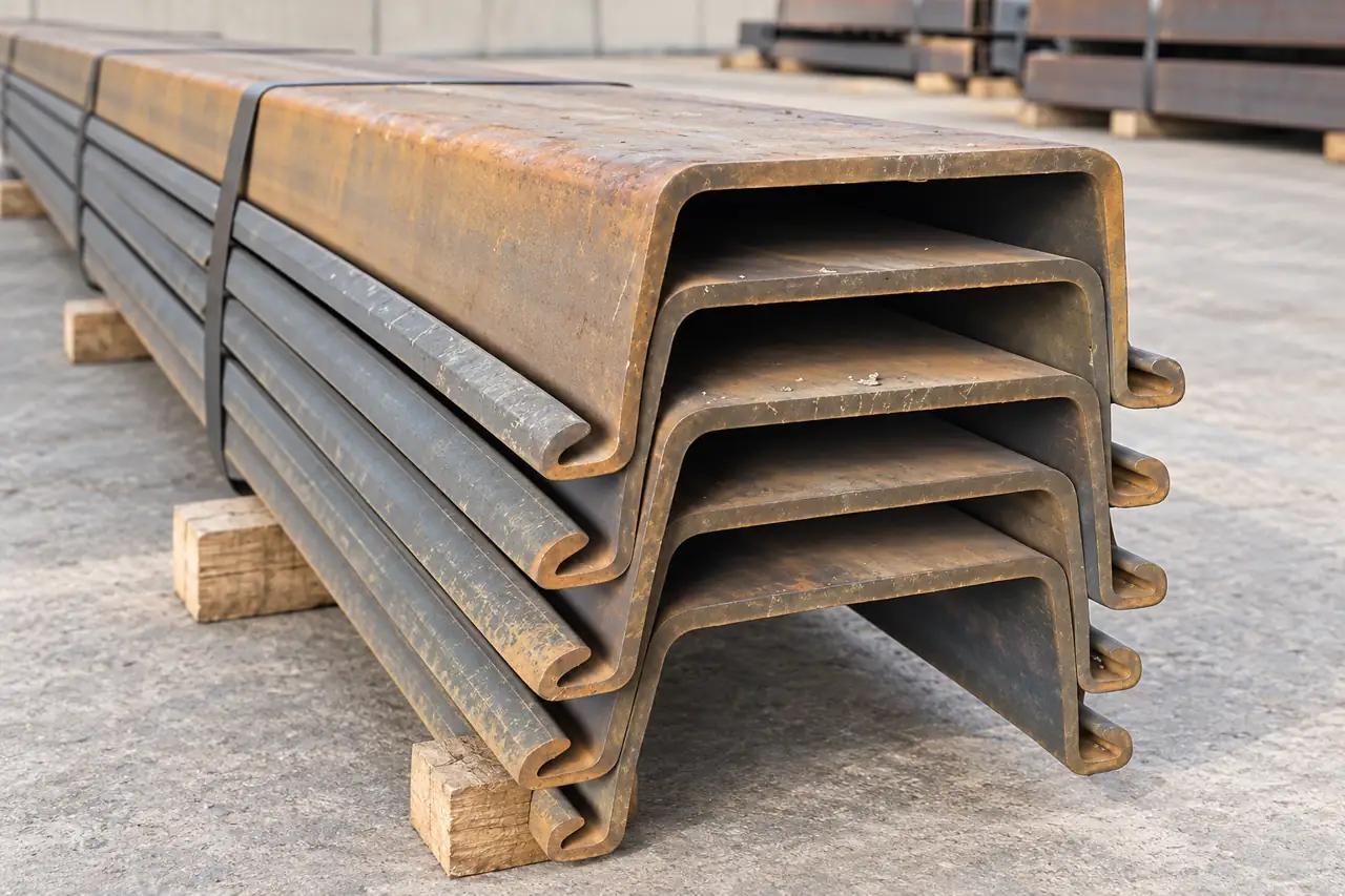 Sheet-pile bundles on plain timber supports for delivery planning