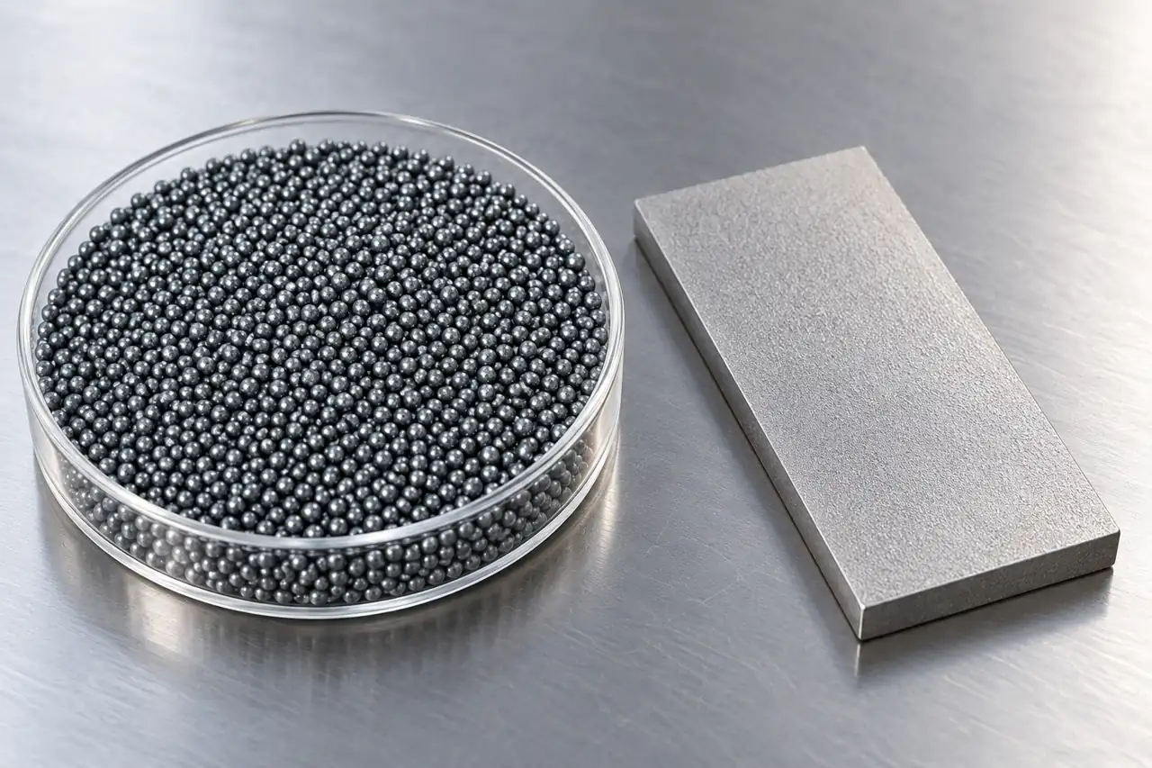 Cast steel shot sample and separate surface-preparation coupon