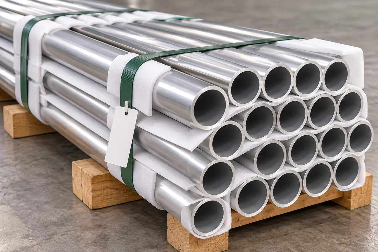 Protected aluminium tube bundle with separators and blank tags