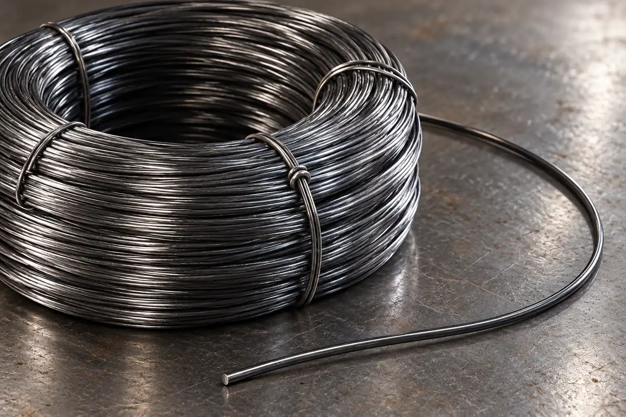 Annealed baling-wire coil and a separate small wire reference sample
